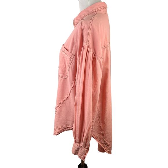 Altar'd State Pink Button Up Long Sleeve Blouse Size Medium - Picture 6 of 8